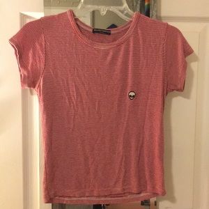 Striped brandy Melville tshirt with alien patch